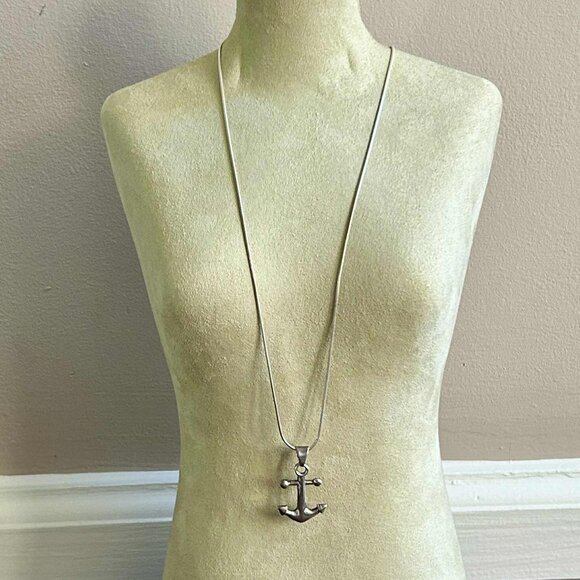 Anchor Pendant on 925 Silver Necklace - Picture 2 of 3